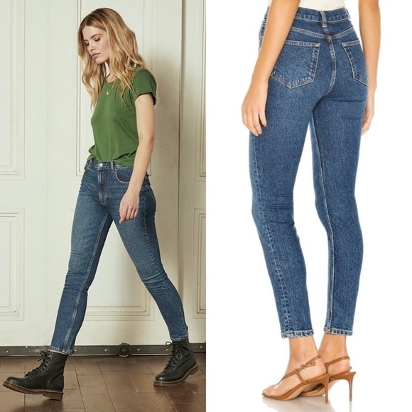 NWT BOYISH High Rise Organic Cotton Stretch Dark Denim Slim Straight Leg Jean 27 - Picture 7 of 8